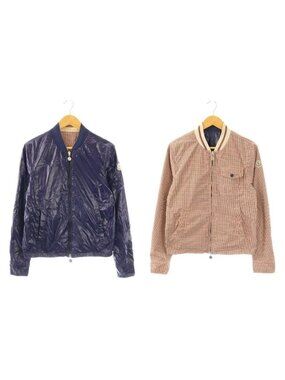 Moncler Reversible Jacket Nylon Plaid Pattern Ivory Red Navy 2
